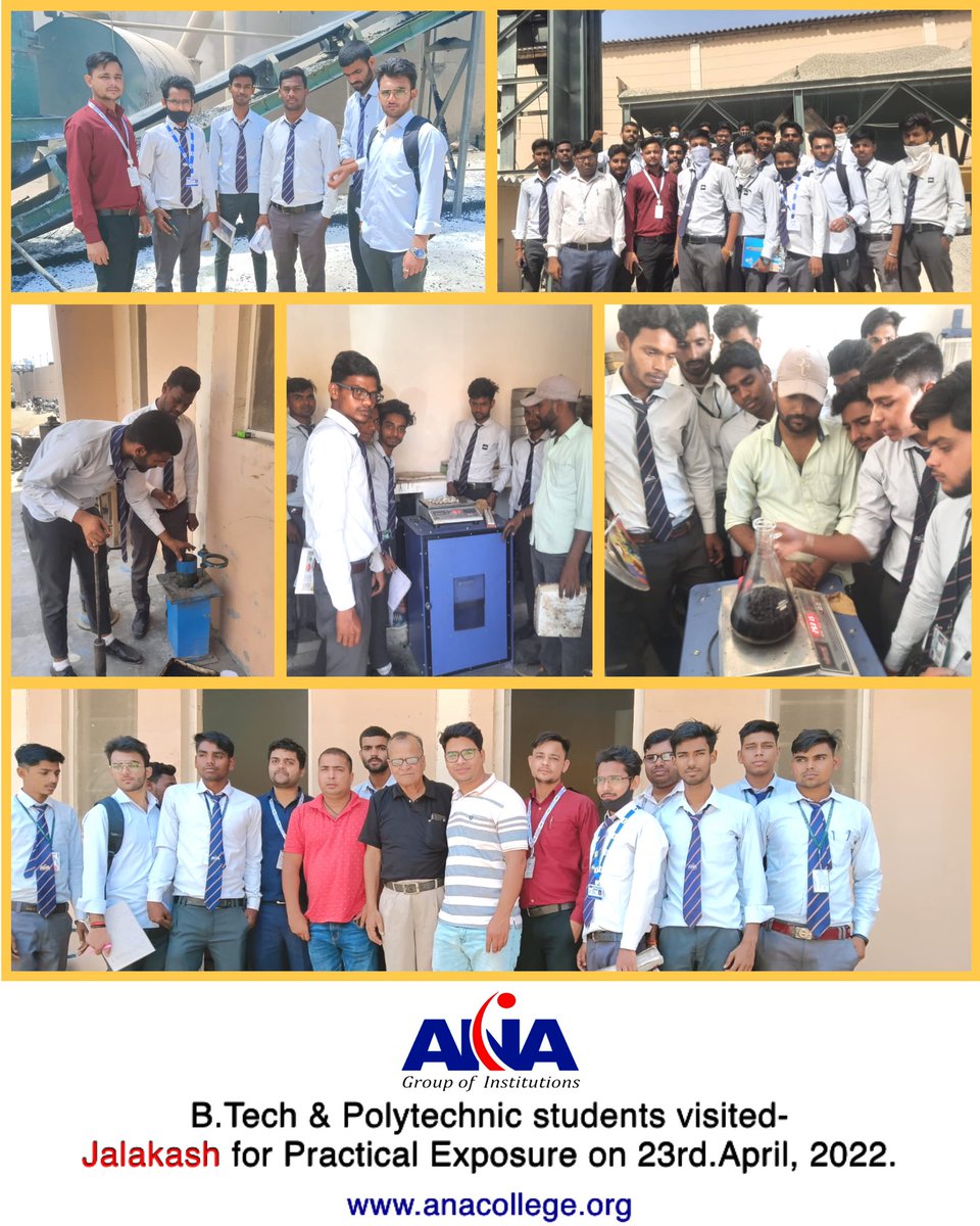 AnaInstitutions's tweet photo. Jal Akash- is a leading Service Provider of GOVERNMENT CONTRACTOR like ROAD, BUILDINGS etc from Bareilly- U.P.

@AnaInstitutions organised an Industrial Visit for https://t.co/1ZZ7gc7KUb &amp; Polytechnic Students for Practical Exposure to “Jal Akash, Bareilly” on 23rd.April, 2022. https://t.co/9c1S7lWEd4