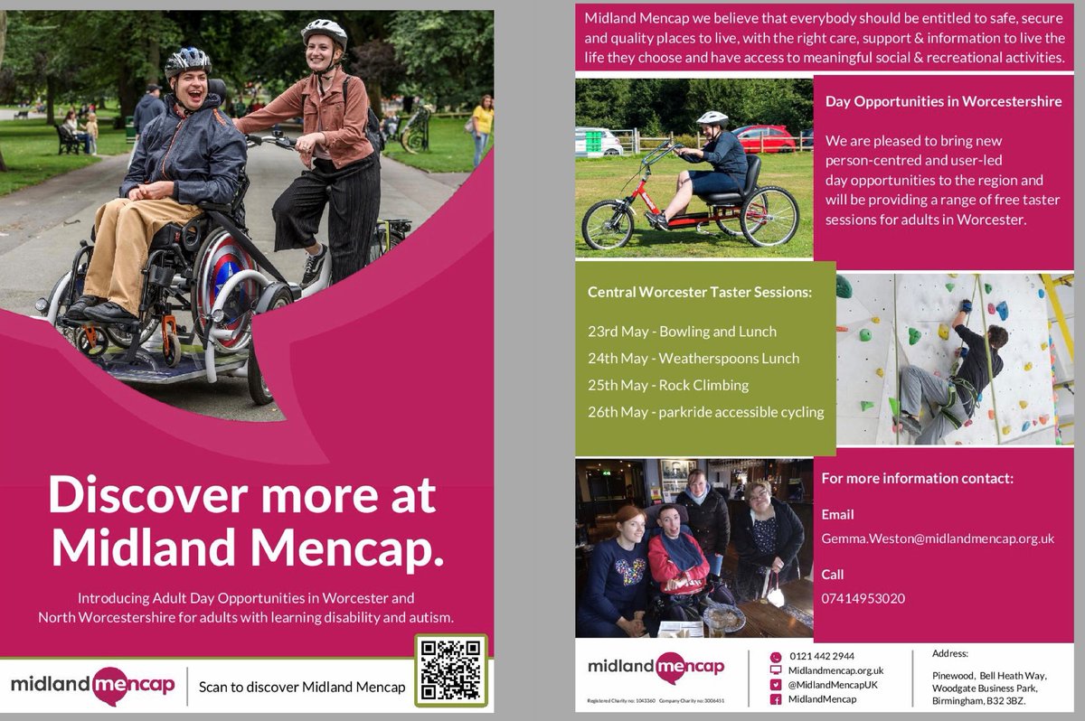 DaveRogersMMCEO's tweet photo. Starting 23rd May we're launching new day opportunities for adults living in #Worcester and the surrounding area. The first sessions are FREE with lots more to come over the summer. To get involved call 07414953020 or email Gemma.Weston@midlandmencap.org.uk #Worcestershire https://t.co/gBbXk7csAj