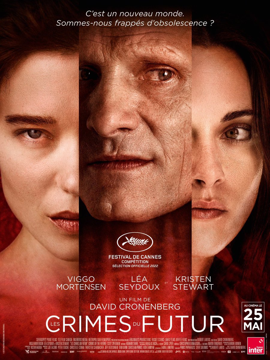 KristewartPT's tweet photo. Poster francês de “Crimes of The Future” com Kristen Stewart 

Em França o filme estreia nas salas de cinema a 25 de maio. https://t.co/2HUy48vFrn