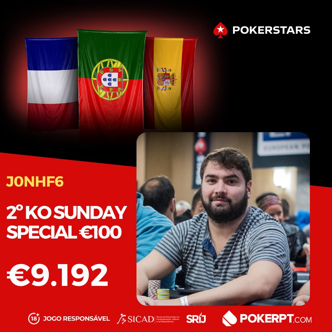 PokerPT's tweet photo. João "j0nhf6" Ferreira foi o 2º classificado no último torneio do KO Sunday, o KO Sunday Special. Torneio onde tivemos outro português no Top-4.
https://t.co/yvkLfC4lss
#pokerpt #poker #pokerstars #KOSunday https://t.co/BBYhsxMP9i