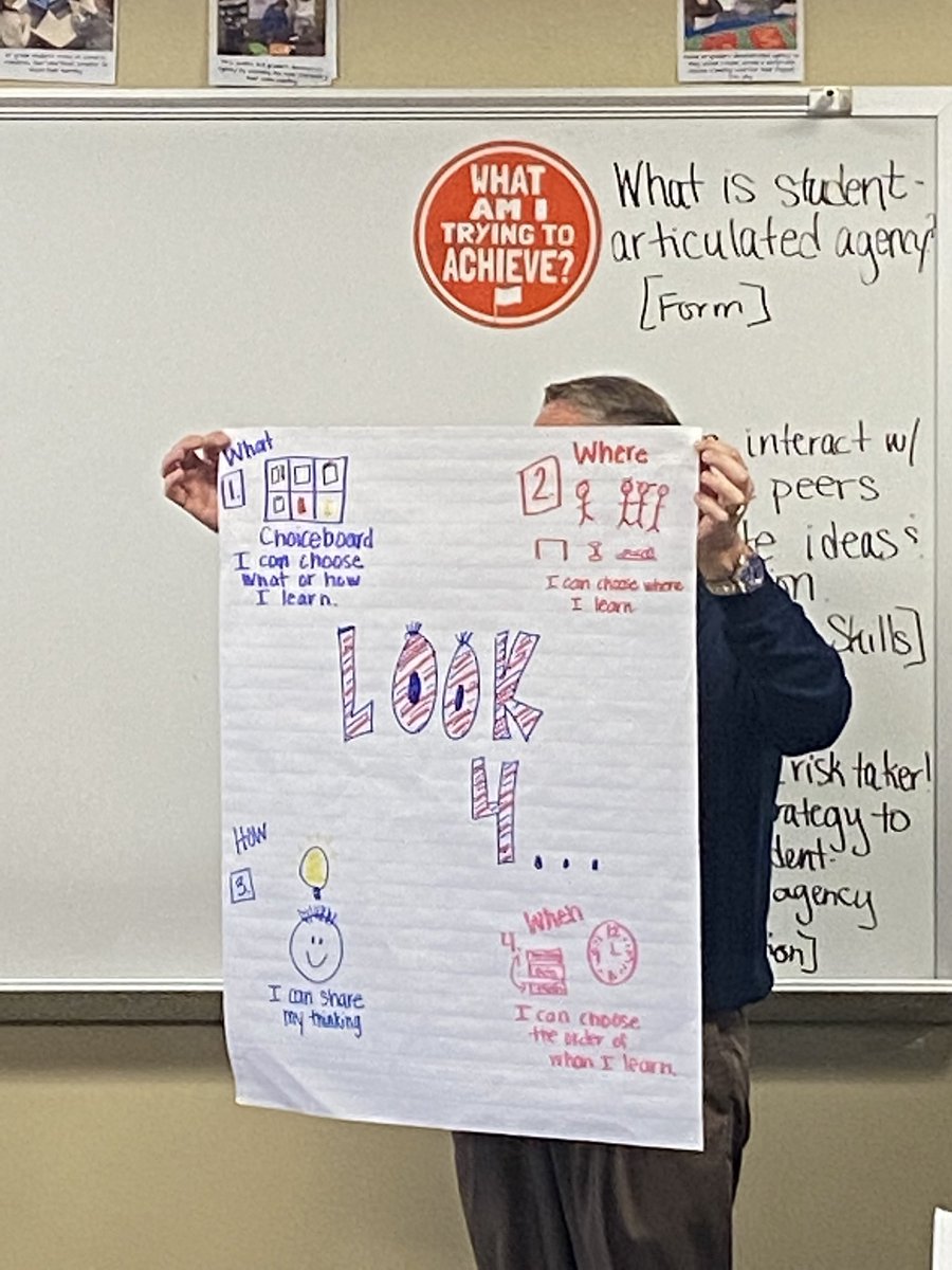 Amy_Andersen_'s tweet image. After reading professional text, teachers shared what it looks like and sounds like when students know they have agency (voice, choice, &amp;amp; ownership) over their learning &amp;amp; behavior.The teachers even articulated their own opportunities for agency in their learning! #agency #cvpyp