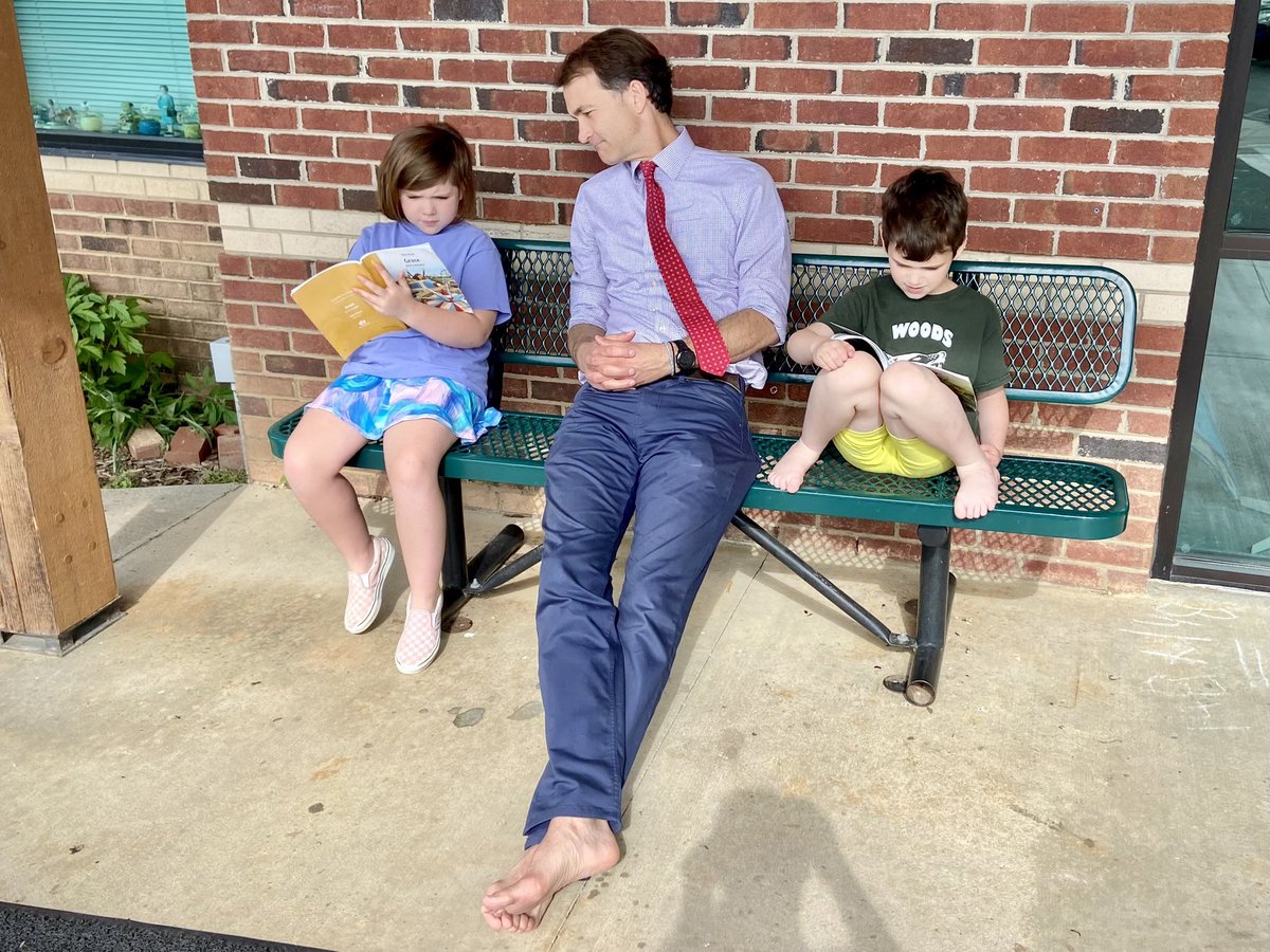 woodscharter's tweet photo. After a walk in bare feet to celebrate #EarthDay2022 #principalbryan is all ears. https://t.co/RDUkpBNK7M