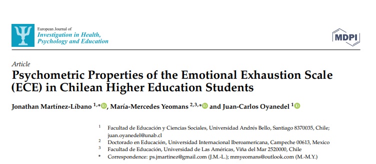 🔴[NUEVO PAPER]🔴

Académica María Mercedes, participa en estudio que valida Cuestionario sobre Fatiga Emocional en estudiantes universitarios, y que podrá ser utilizado para la salud mental en Chile. bit.ly/3My1Sfg
#investigacionUDLA #UDLA