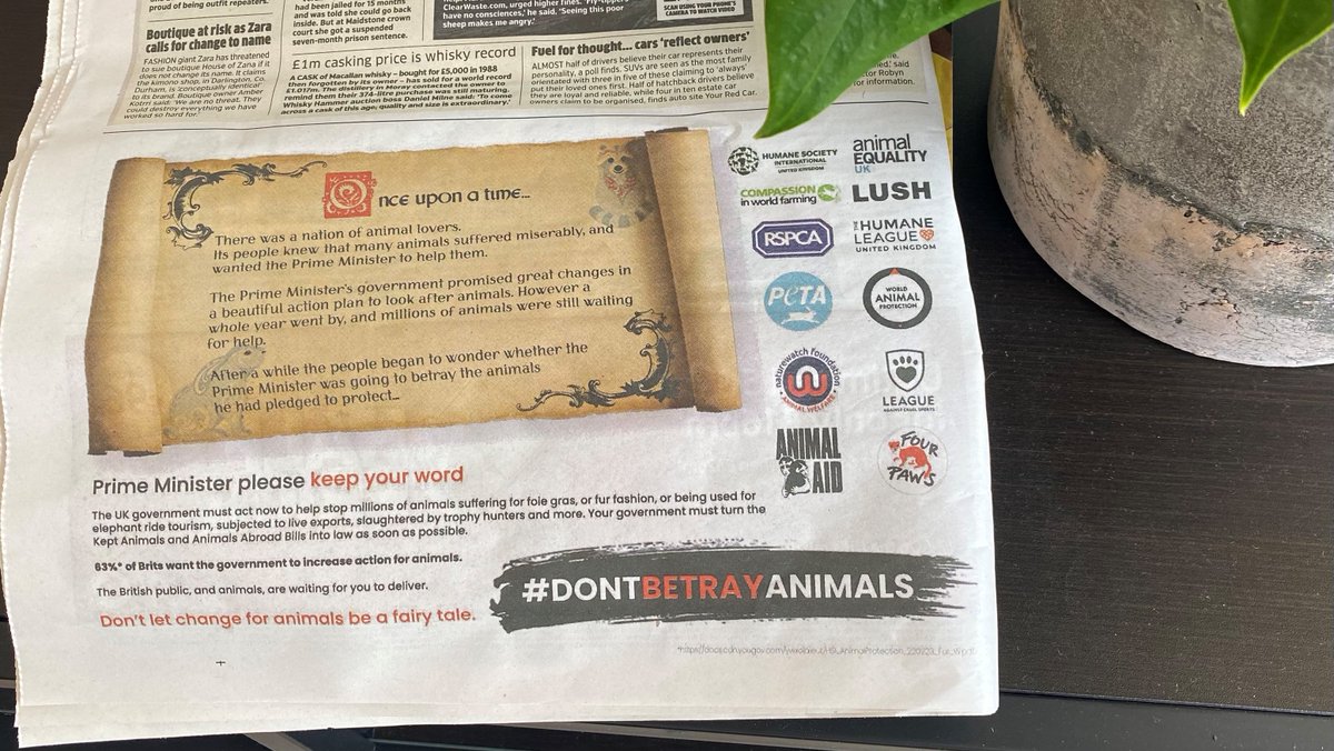 MoveTheWorldUK's tweet photo. Today we're in @MetroUKNews to urge the UK Government to deliver on their animal welfare promises, including banning imports of fur and foie gras, and live exports.

🔁 Retweet to tell the government: #DontBetrayAnimals.

#BanLiveExports #FurFreeBritain #FoieGrasFreeGB https://t.co/5jvTNMUmp8