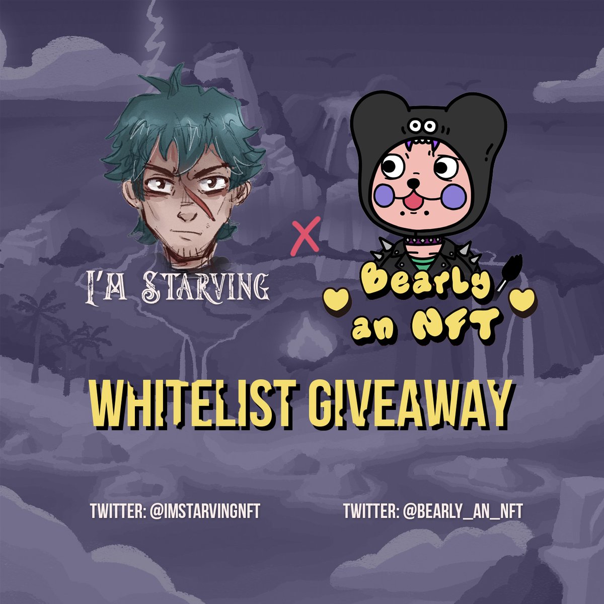 🎉 Gib Away! 🎉

This is a special collaBEARation! 
We have 5 <a href="/Bearly_an_NFT/">Bearly An NFT Project</a> VIB spots to giveaway! 

🐻 Follow both <a href="/Bearly_an_NFT/">Bearly An NFT Project</a> &amp;  <a href="/ImStarvingNFT/">I'm Starving (🍜, 🍣)</a> 
🐻 Like &amp; Retweet
🐻 Tag 3 buddies

24 hours ⏰ - discord.gg/bearly &amp; discord.gg/imstarving