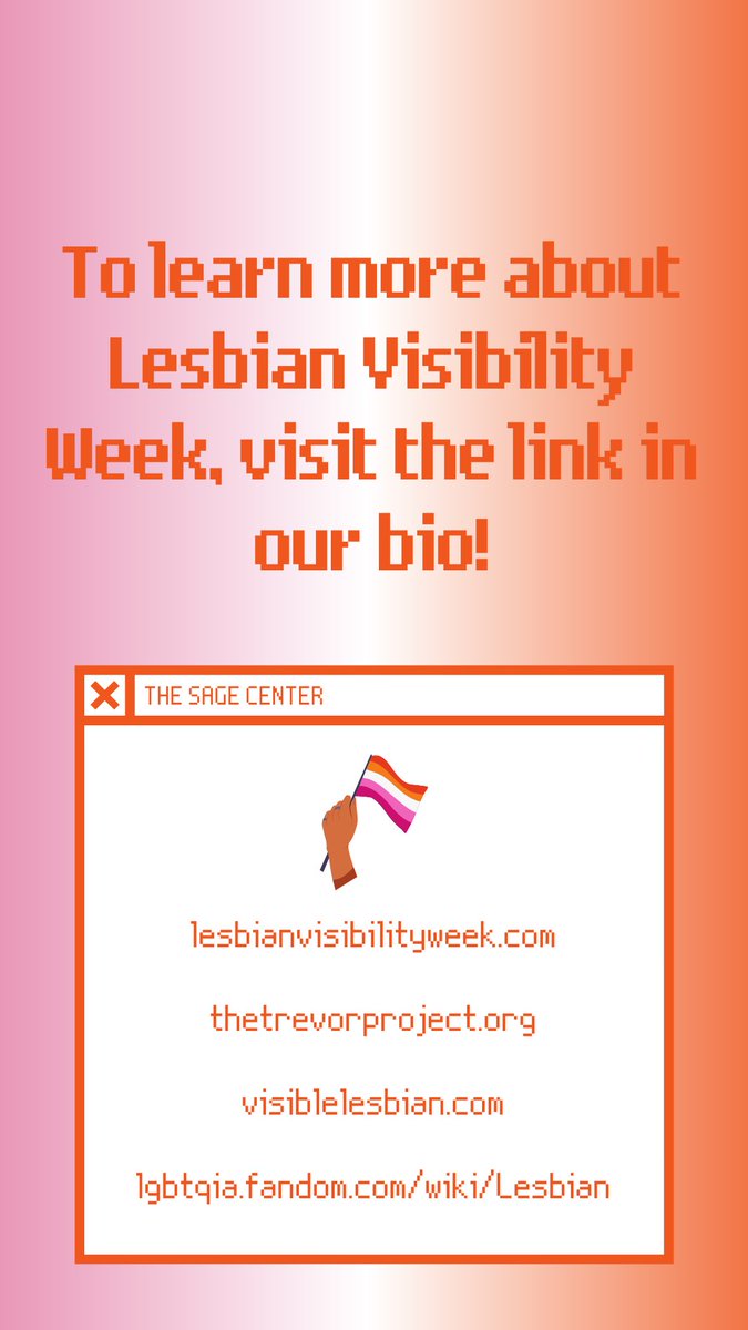 scsusage's tweet image. Happy Lesbian week of visibility!! Visit our story to ask all your questions about being a lesbian 🧡🤍💖