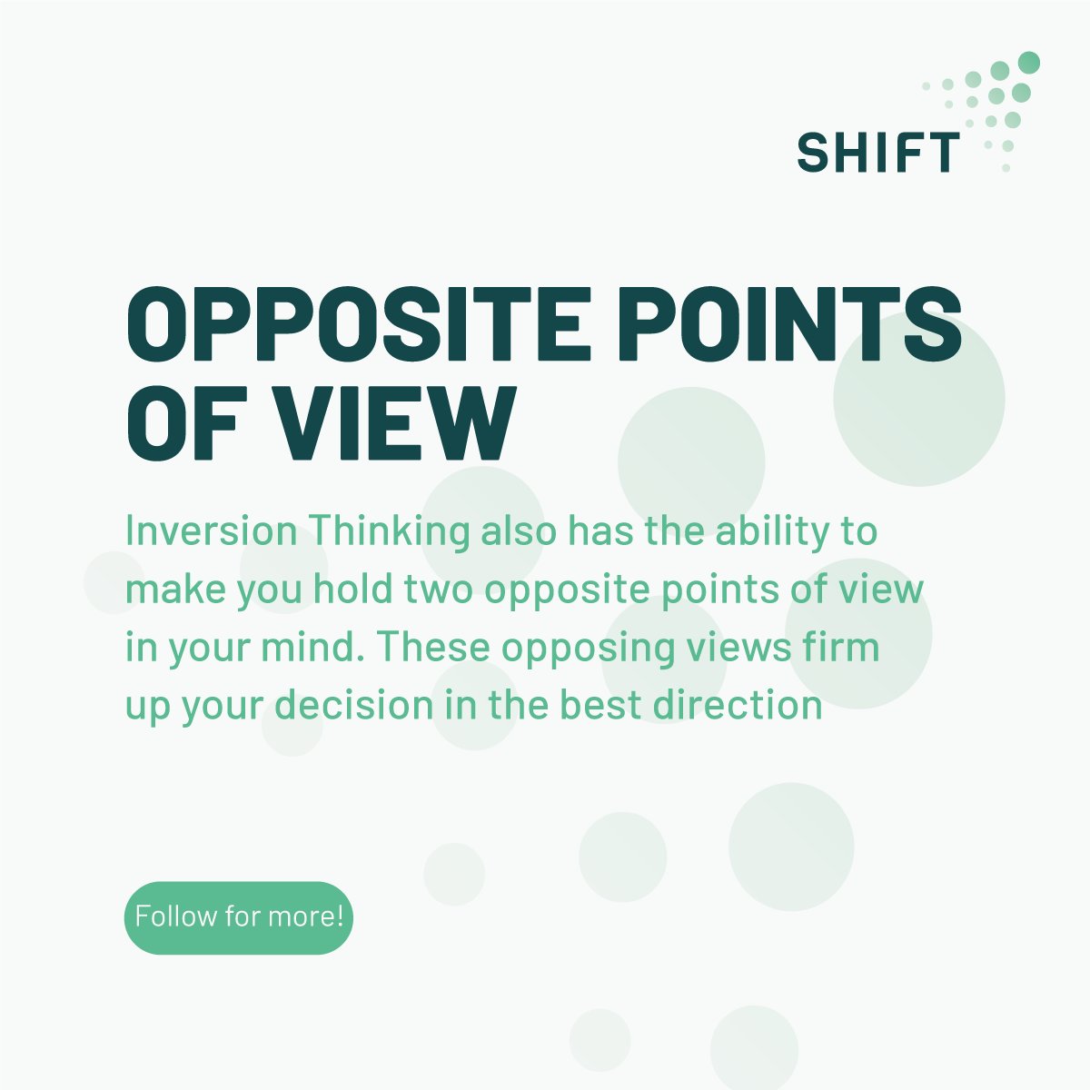 shifthabits's tweet photo. In Inversion Thinking, you turn the situation upside down and completely reverse the equation. Like in forward-thinking, you think about how you will succeed. In Inversion thinking, you think about how you will fail. 

Read more here - https://t.co/9cRgBdbhfP  

#SHIFT https://t.co/rWgE5OKsIc