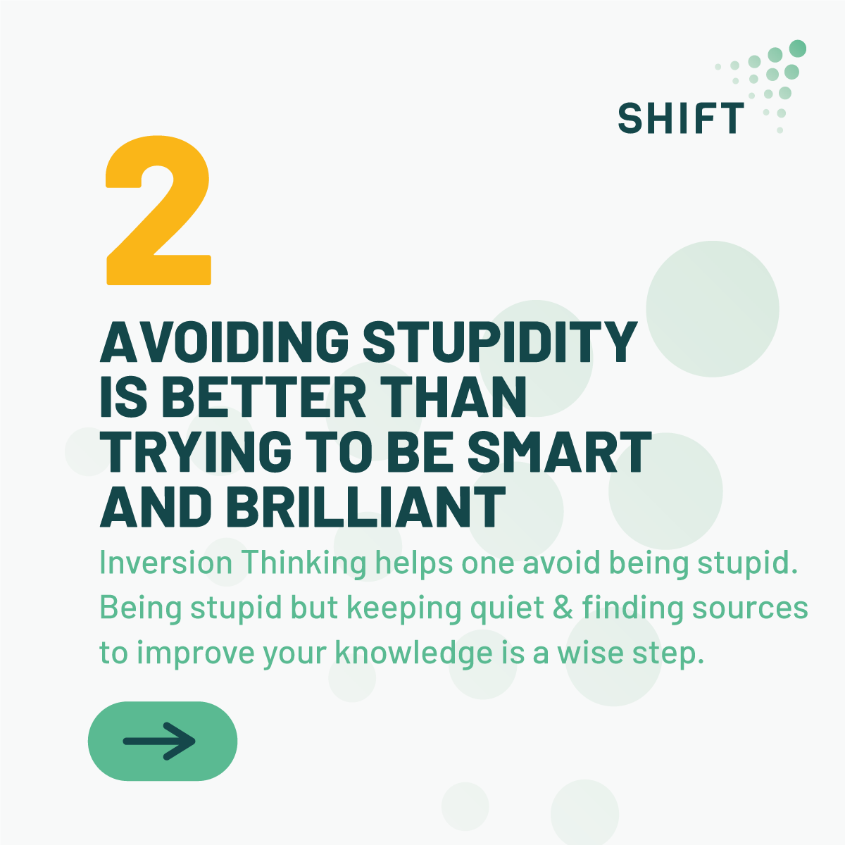 shifthabits's tweet photo. In Inversion Thinking, you turn the situation upside down and completely reverse the equation. Like in forward-thinking, you think about how you will succeed. In Inversion thinking, you think about how you will fail. 

Read more here - https://t.co/9cRgBdbhfP  

#SHIFT https://t.co/rWgE5OKsIc