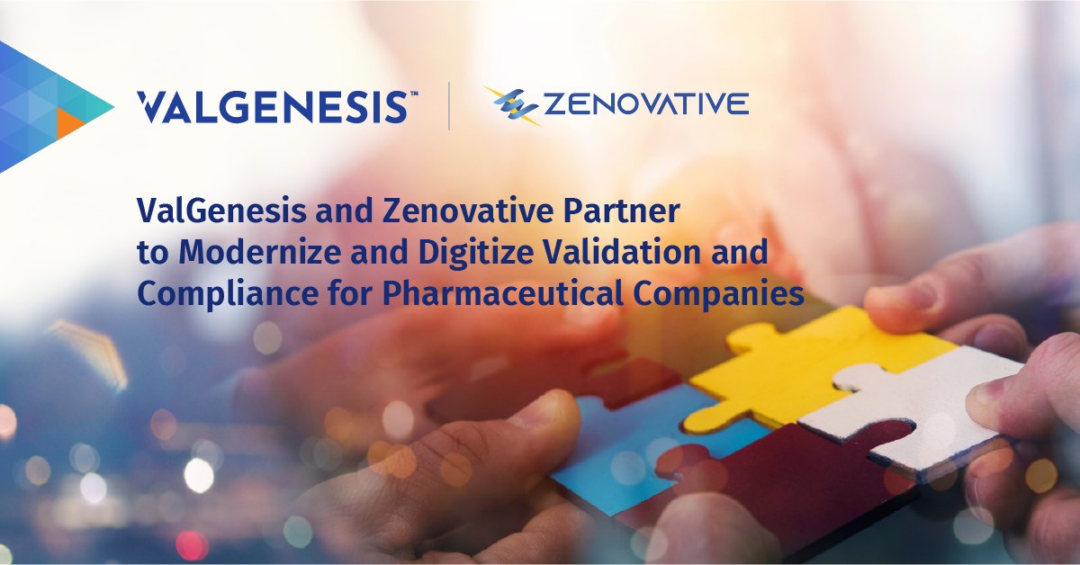 ValgenesisInc's tweet image. ValGenesis and Zenovative Partner to Modernize and Digitize Validation and Compliance for Pharmaceutical Companies prnewswire.com/news-releases/…

#PaperlessValidation #ValidationLifecycleManagement #DigitalValidation #ValGenesisVLMS #ValGenesis #Pharma4.0 #Partner #IT #Regulatory #GXP