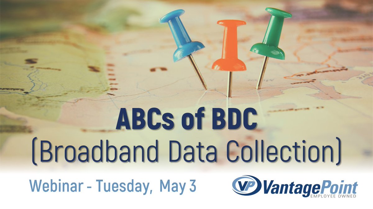 Vantage_Pnt's tweet photo. Did you know your BDC data will require PE review? Learn about this and more next week.
Register for the complimentary webinar: https://t.co/94zu0XhITD
#BroadbandDataCollection #BDC #DODC #NationalBroadbandMap https://t.co/qpTlorfBQT