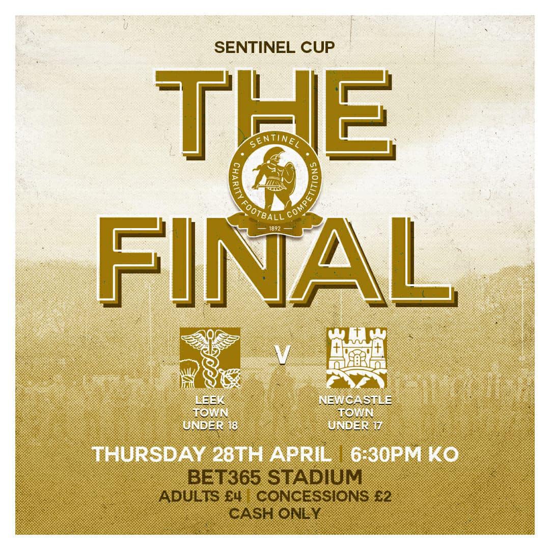 This Thursday's Sentinel Cup Final at Stoke City is CASH ONLY on the gate.