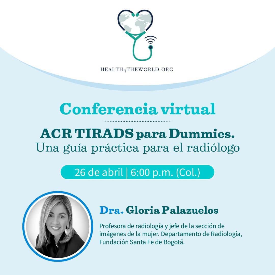 H4TWColombia's tweet photo. El dia de hoy a las 6pm hora Colombiana 4pm PST no te puedes perder nuestra conferencia mensual en esta oportunidad Ultrasonido ACR TIRADS con la Dra Gloria Palazuelos https://t.co/0KU050EexO @ACRadiologia @H4TWmexico @BhavyaRehaniMD @juanpovalle @MariaLuciaBrunV @Asorabog https://t.co/xVzaTeRYZ3
