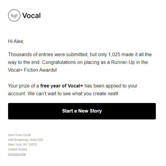 ACHWriter's tweet photo. A small accomplishment, but in the midst of my current break from writing, it means everything to me.

My story "All of the Broken" was a shortlisted finalist for the @Vocal_Creators Fiction Awards. You can check it out at the link below. 

https://t.co/ZtYRfbkwVL https://t.co/svmVxPzGcZ