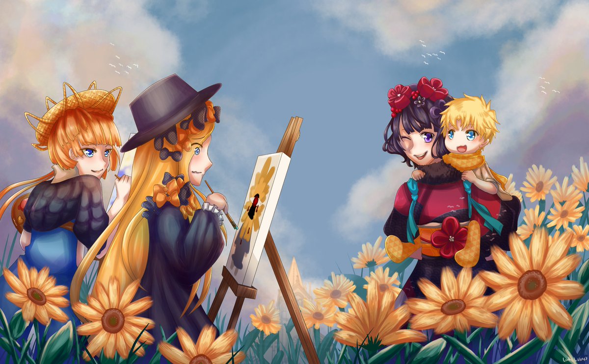macar_oni's tweet photo. A two-page spread I originally did for @Chaldea_Monthly ~! Featuring my favourite foreigners. 

Hokusai, Gogh, Voyager and Abby are dear to my heart. (´｡• ᵕ •｡`) ♡

#fgo #fgona #FateGrandOrder https://t.co/mdV6OSgmC3