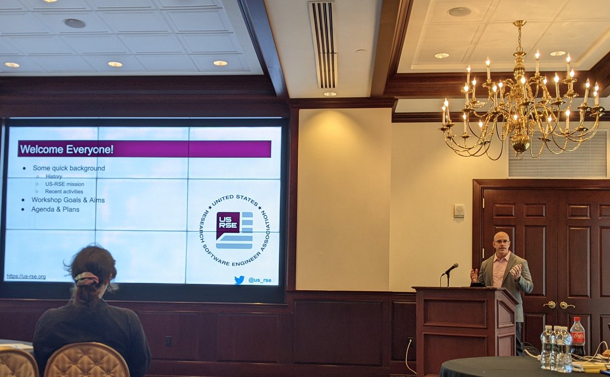 The long postponed first ever <a href="/us_rse/">US-RSE | @us_rse@fosstodon</a> in-person workshop is underway in Princeton. <a href="/IanCosden/">Ian Cosden</a> introducing and setting the scene and there's already a great buzz and new connections being made.
