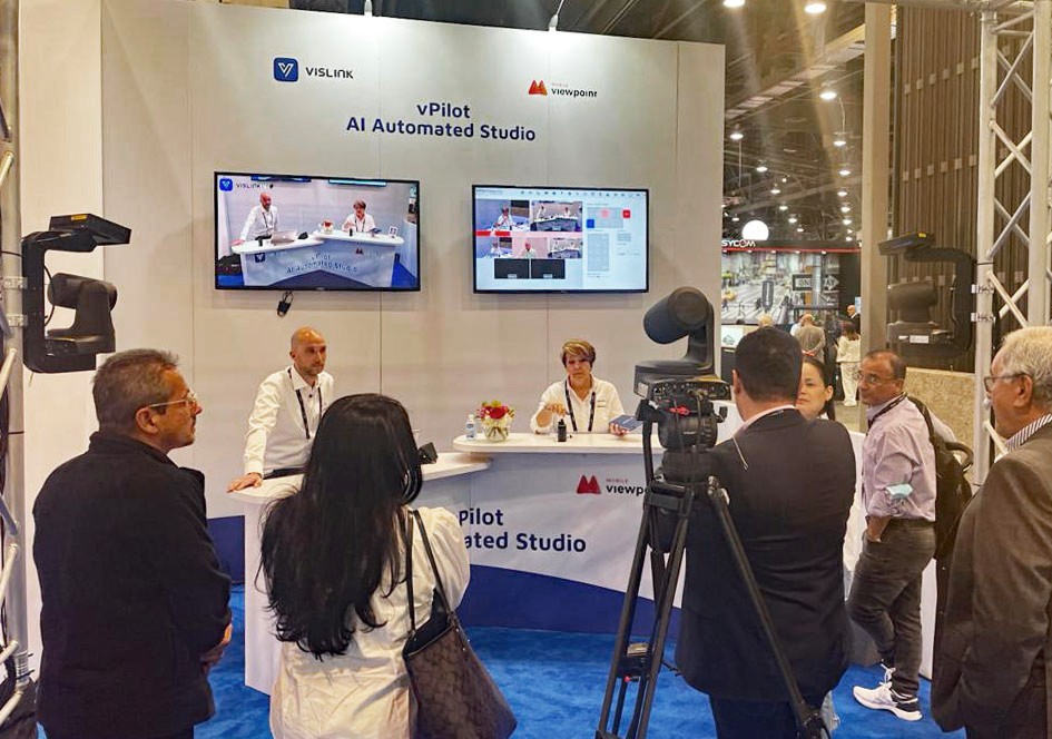 MobileViewpoint's tweet photo. Did you visit our #NAB2022 #C7508 booth already? Our #MobileViewpoint team is hard at work demoing our #AIdriven #AutomatedProduction tools such as #vPilot and #IQSportsProducer.
They have solutions for you to create high-quality productions, without the cost and hassle. Try us! https://t.co/h0vJzJarlr