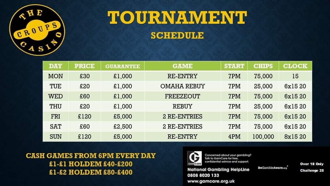 Poker Schedule!
#Cardiff #Tournament #Poker