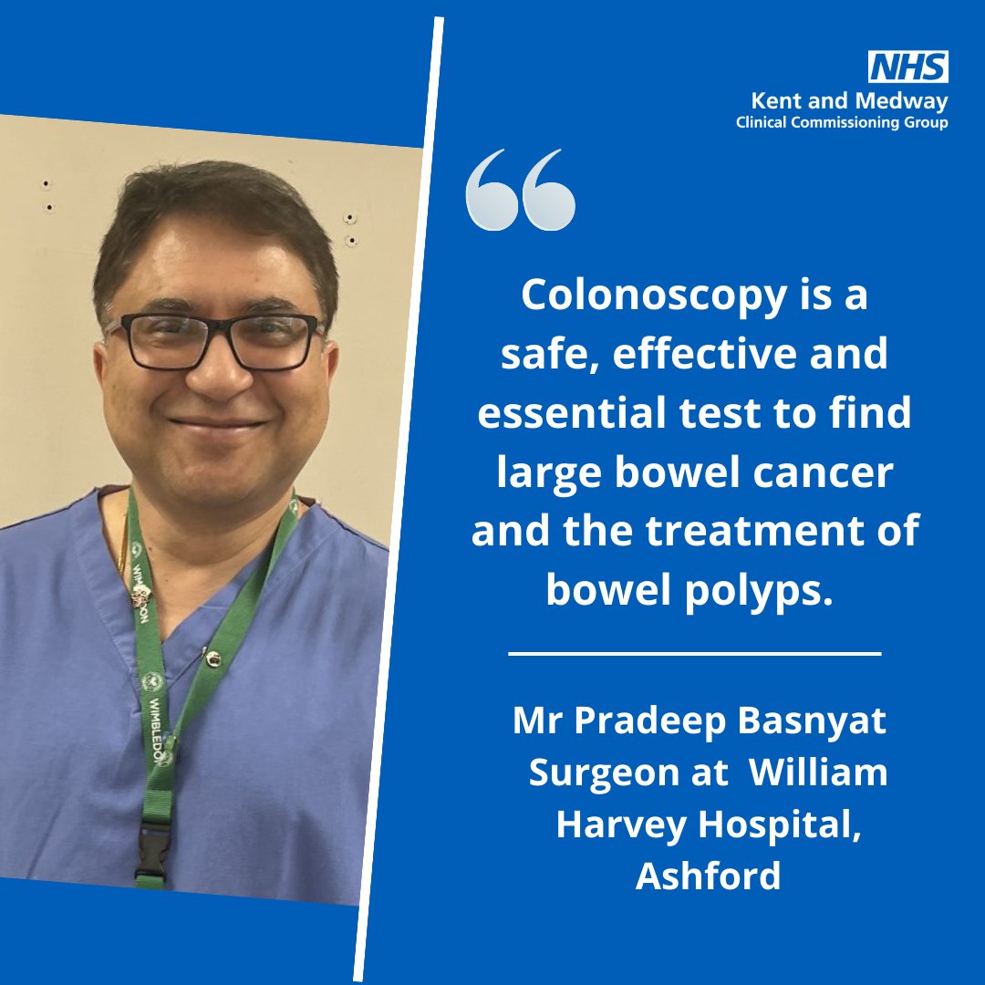 NHSKentMedway's tweet photo. Do you know someone who has delayed attending a colonoscopy appointment? Going for a colonoscopy can be daunting but it can save lives. 

Give someone #ColonoscopyConfidence

Find out more👉 https://t.co/R5rrMXg6JN

#BowelCancerAwarenessMonth @bowelcanceruk @nhskmca https://t.co/K3k3Y9Uumg