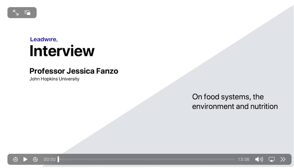 Great interview with @jessfanzo about how environmental changes significantly impact our #foodsystems, food policies & nutrition. leadwire.com/stream/pPtsbv