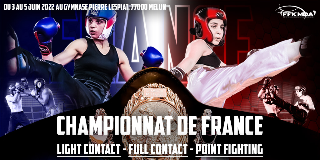 ffkmda's tweet image. 🇫🇷 🥊 Dernier Championnat de France de l'année avec à l'honneur trois disciplines : le #fullcontact, le #pointfighting et le #lightcontact. Rdv les 4 et 5 juin à @VilleMelun pour découvrir nos derniers champions et championnes de France 2022 😉. @Sports_gouv @iledefrance #FFKMDA