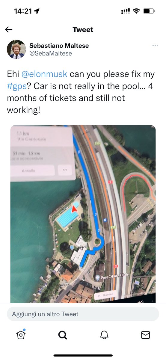 SebaMaltese's tweet photo. @elonmusk When you have finished with twitter, can you please fix my gps? 🤗 https://t.co/YHaQfccC4O