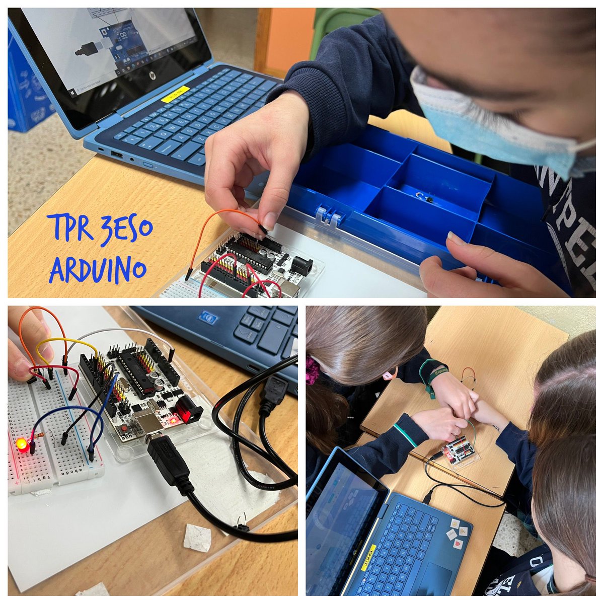 comontpellier's tweet image. Our 3rd grade students learn to build and program electronic circuits using #ArduinoBoards
Nuestros alumnos de 3ESO aprenden programación y electrónica usando placas #Arduino (Technology, programming and robotics) #WeAreMontpe #SomosFEFMONT🧡🧡🧡 @comontpellier @FEFMONT_