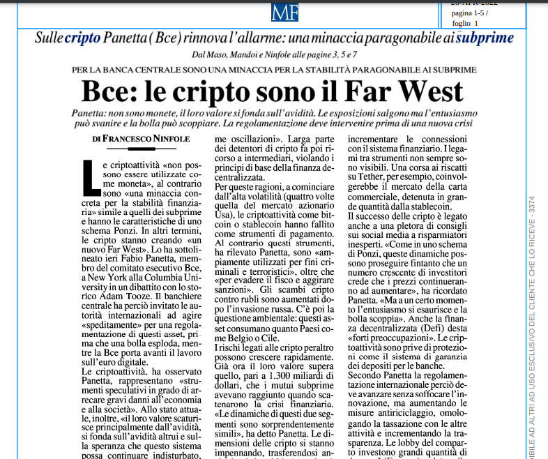 zani83's tweet photo. Non credo sia utile lanciare l'allarme sulle #cripto facendo il paragone con i #subprime
Se non altro perché proprio le cripto sono nate in seguito all'inefficacia della centralizzazione che ha determinato la crisi dei mutui subprime

#bce https://t.co/0AXWphrsbA