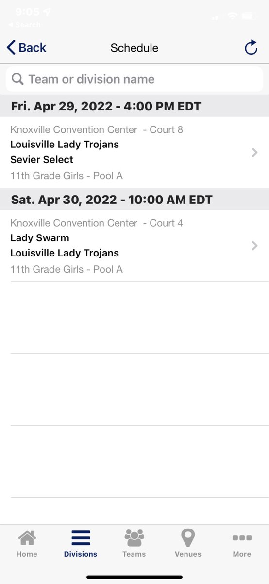 LouLadyTrojans's tweet photo. Lady Trojans 2023 schedule for @TNMiracle22 this weekend in Knoxville! https://t.co/CgmpnKu0z5