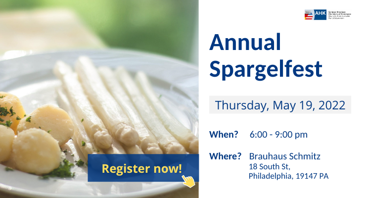 gaccphilly's tweet photo. Join us at our Annual Spargelfest!🎉 

Together with our members and friends we are excited to enjoy Germany's beloved white asparagus at our networking event at Brauhaus Schmitz! 

Click here to register: https://t.co/wfELGlReNv

We look forward to seeing you! https://t.co/0g4phdrGva