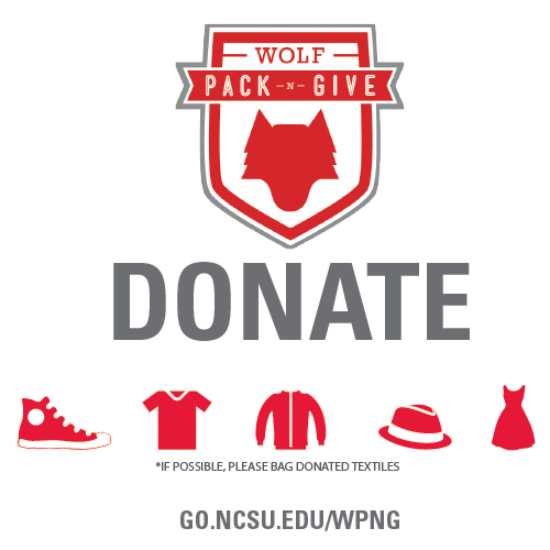 Give back to the Pack and DONATE your unwanted items. Learn more at go.ncsu.edu/wpng
