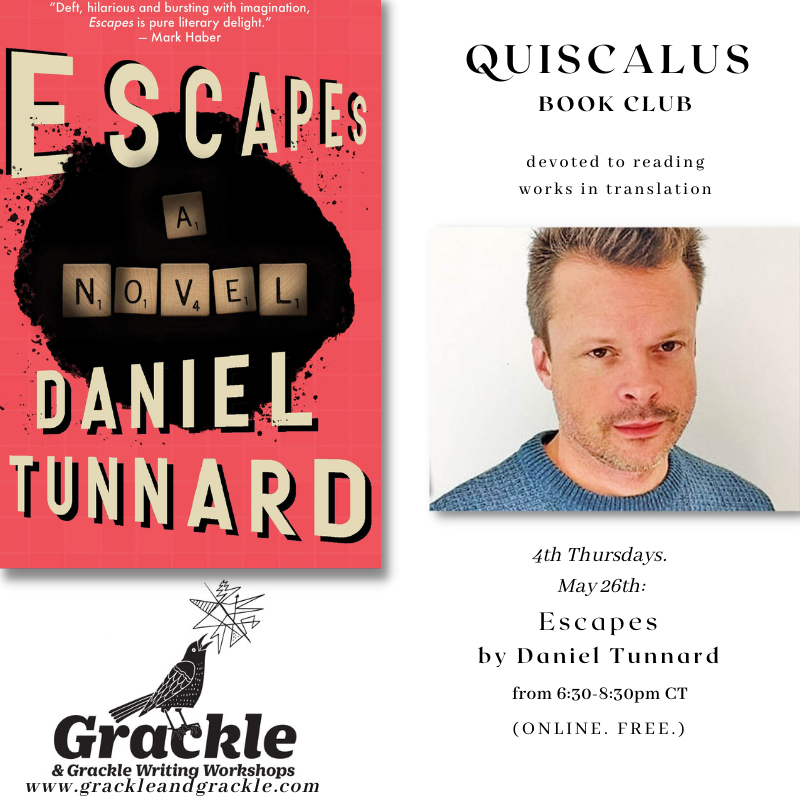 grackleswrite's tweet photo. POSTPONEMENT: We'll visit with Escapes, our next translated book, on MAY 26TH. https://t.co/ob3vkDznT9