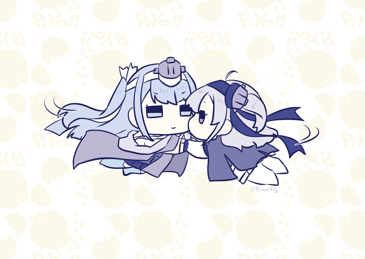涼月(艦これ) 「再会した時謎の回転をするちっこいふゆすず #ちっこいいきもの 」|なみなみ＠skeb再開のイラスト