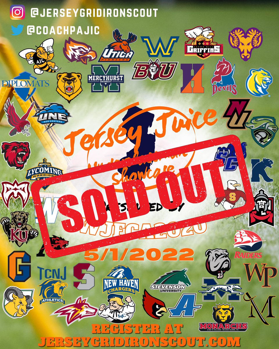 🚨SOLD OUT‼️‼️‼️

#JerseyJuice 🍊2022 Underclassman Showcase‼️

🚨#1Spring Recruiting Evaluation Showcase in The Region‼️ 

#NCAAEvaluationPeriod
#InPersonEvaluations

@WJFCA2020 @Mtrible @kminnicksports @JFriedman57 

#LetsGetIt 💯
#STACKdays 🔸🔹🔸