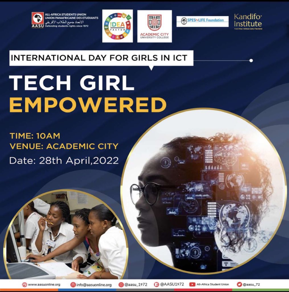 _kandifo's tweet photo. Join us as we celebrate International Day for Girls in ICT at Academic City on April 28, 2022. https://t.co/biUtlTh3nU