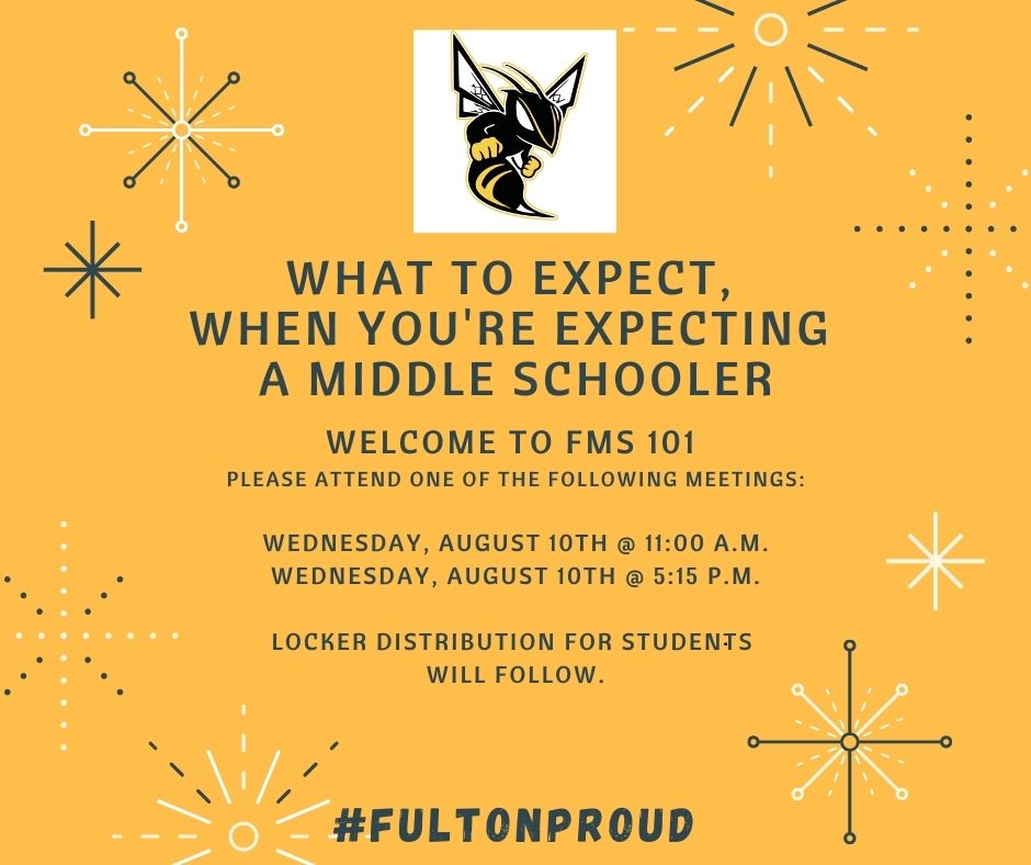 GuidingFMS's tweet photo. We have some great events planned for our incoming 6th graders and their parents, class of 2029!   We can't wait to meet you all in August. Mark your calendars. #fmsteacher #fultonproud @BethHouf  @BurfieldChelsea @Shorstmeier @plybon58 https://t.co/EKuzYOGJMj
