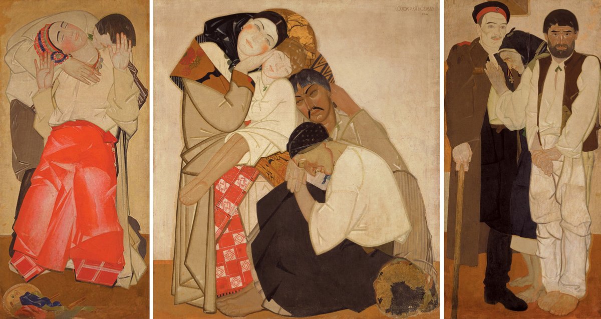 mariamposts's tweet photo. I want to share with you the artwork of the Ukrainian artist Fedir Krychevsky (1879 – 1947). This is his most known triptych work called “Life.” For me, this war led to a different way of looking at this artwork 👇 https://t.co/Nd8hB5e4OH