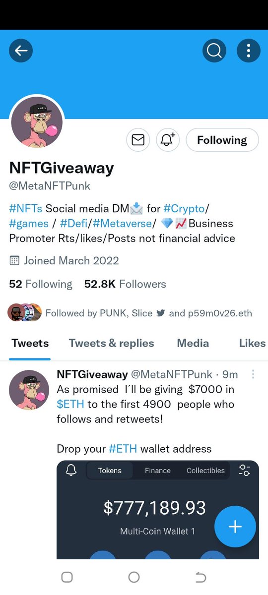 GoldGovernment's tweet photo. @MetaNFTPunk I followed you

0xfd9476abb8c99ee941919d6447dd967c85316663 https://t.co/OGTwgWXrj5