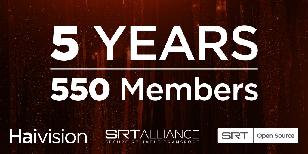 Read the press release to learn about #SRT’s fifth anniversary and the #SRTAlliance surpassing 550 members at this year’s #NABShow:  bit.ly/3KiwCis