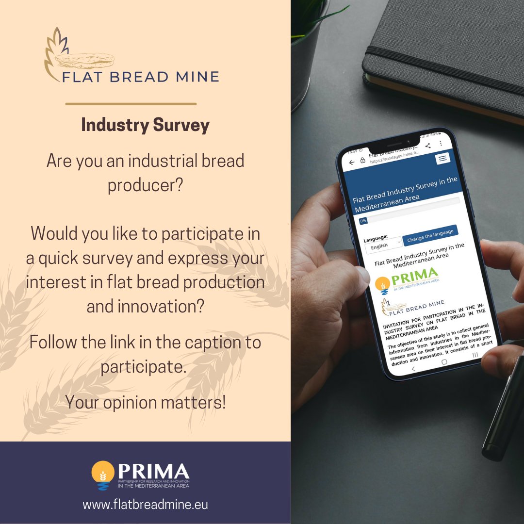 Flat_Bread_Mine's tweet photo. 📢 Industry Survey 📢

Are you an industrial bread producer?

Would you like to participate in a survey that aims to provide a MINE source of flat bread?

Follow the link to participate: https://t.co/7aQGa8IXDD

#flatbread #industrysurvey #flatbreadsurvey #flatbreadmine https://t.co/FN5jlsYVBP