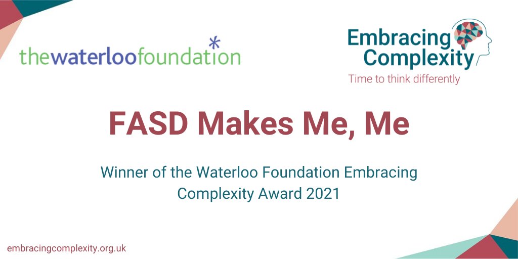 EmbraceComplex's tweet photo. We are delighted to announce @FasdhubScotland's "FASD Makes Me, Me" has won the 2021 @Waterloo_TWF Embracing Complexity Award!
The video follows a boy with foetal alcohol spectrum disorder and highlights how thinking differently helps him shine. Watch: https://t.co/Wy5qZmC78b https://t.co/6X4fyHcJdn