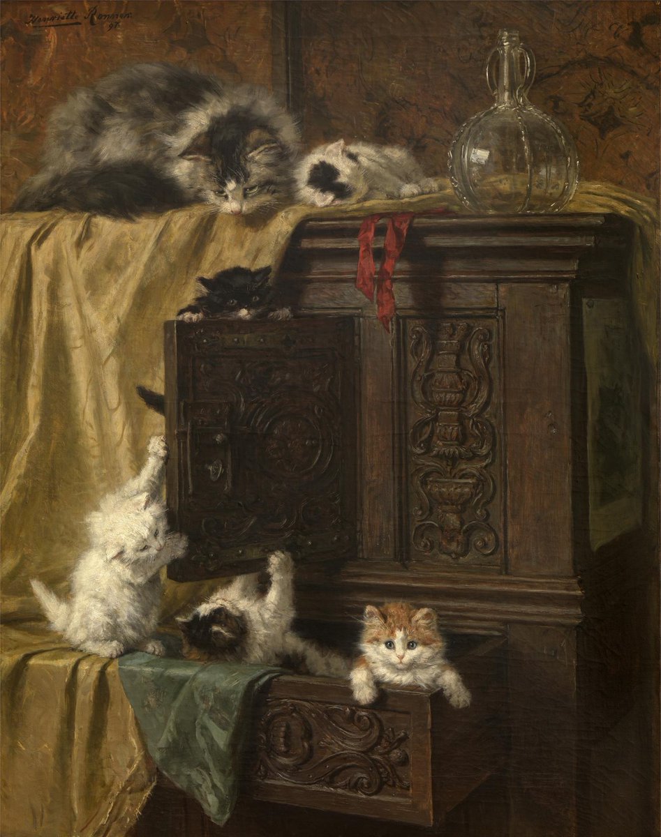 Immodest, by Dutch painter Henriëtte Ronner-Knip (1897). Koninklijk Museum voor Schone Kunsten Antwerpen.