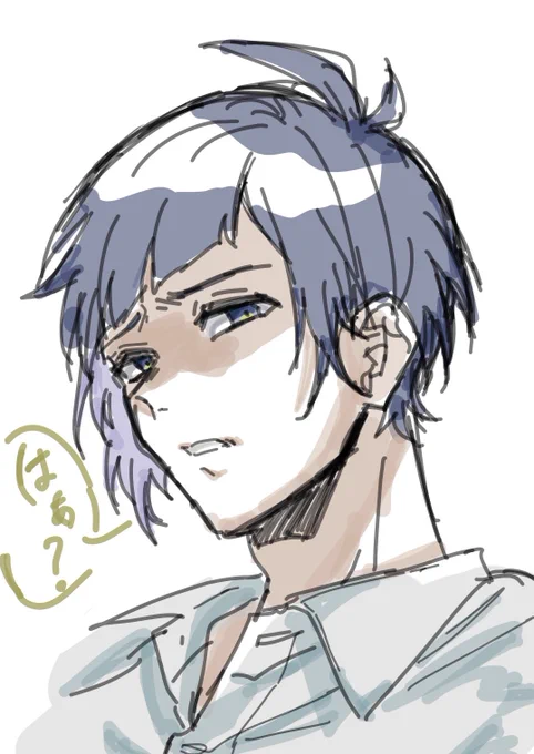 嫌悪感丸出しの勇次郎とワンワンな愛蔵
 #ハニワ美術部 