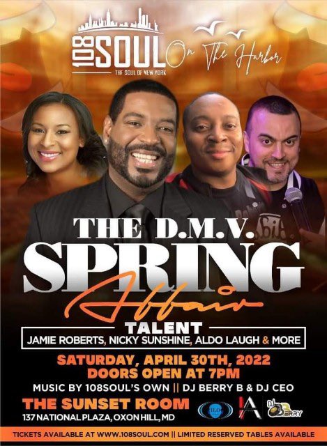 ThePuristRadio's tweet photo. Ayo #dmv #nyckingsofcomedy @talentdacomedian @aldolaugh will bringing all the #laffs #ontheharbor #108soulny this Saturday #dontmissout #maryland #dc #va https://t.co/K8MVSpbfXN