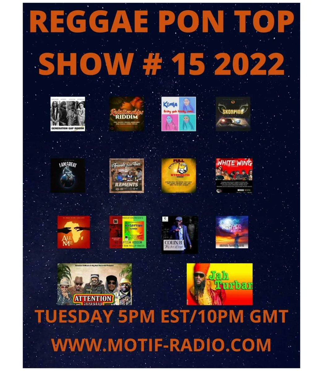 rexradio1's tweet photo. https://t.co/0uz9uNBhb1
Tonight at 5pm Est/10pm Gmt we return with the Reggae Pon Top Show # 15 2022.
#reggaepontop #faddamedina #medinainternational #music #reggae #london #usa #global #rexradio https://t.co/CUkfJEC7ss