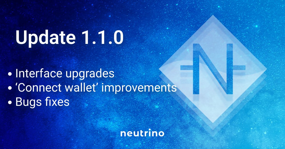 neutrino_proto's tweet photo. 🔥Neutrino Protocol 1.1.0

✔️Redesigned swap page interface
https://t.co/C5KZUVerzD

✔️Upgraded the "Connect Wallet" procedure. Now your account-related information is available after refreshing the page

✔️Minor bugs fixes and UI improvements

We hope you enjoy the release😉 https://t.co/v34vwwxWe4