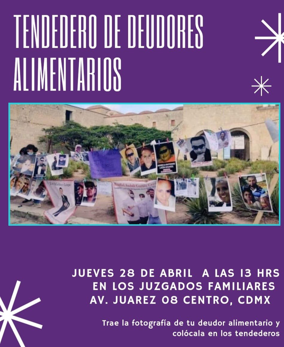 Compartimos y nos unimos para apoyar a @DianaLuzVa en el tendedero de deudores alimentarios este jueves 28 de diciembre a las 13 horas en los juzgados familiares de la CDMX

#tendederodedeudoresalimentarios
#leysabina 
#FNCVV
#leyvicaria
#nomásviolenciavicaria
#conlasinfanciasno