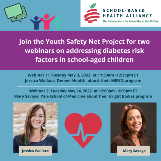 🤩Join <a href="/sbh4all/">School-Based Health Alliance</a> for two webinars on addressing diabetes risk factors in school aged children. The 1st webinar(5/3) with Jessica Wallace from MEND+ <a href="/DenverHealthMed/">Denver Health</a>. The 2nd(5/24) with Mary Savoye from Bright Bodies+ <a href="/YaleMed/">Yale School of Medicine</a>.  1 bit.ly/3xTfRrM 2 bit.ly/3vJEi8s