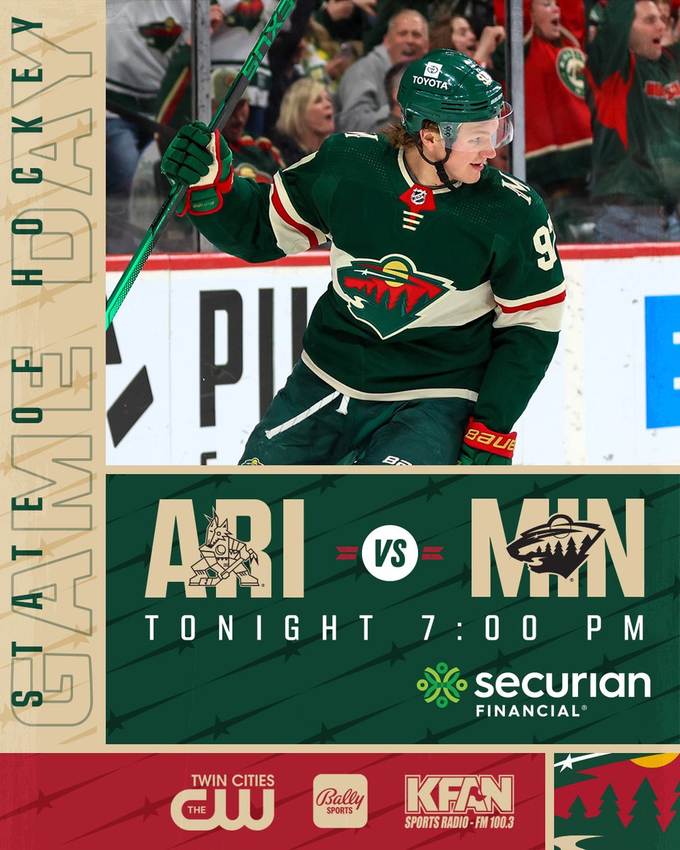 mnwild's tweet photo. Back home for a Tuesday night tilt 👊

⏰ 7:00 p.m.
📺 @TheCW 
📻 @KFAN1003 
📍 @XcelEnergyCtr 
🤝 @Securian https://t.co/oZnJ3QuuwJ
