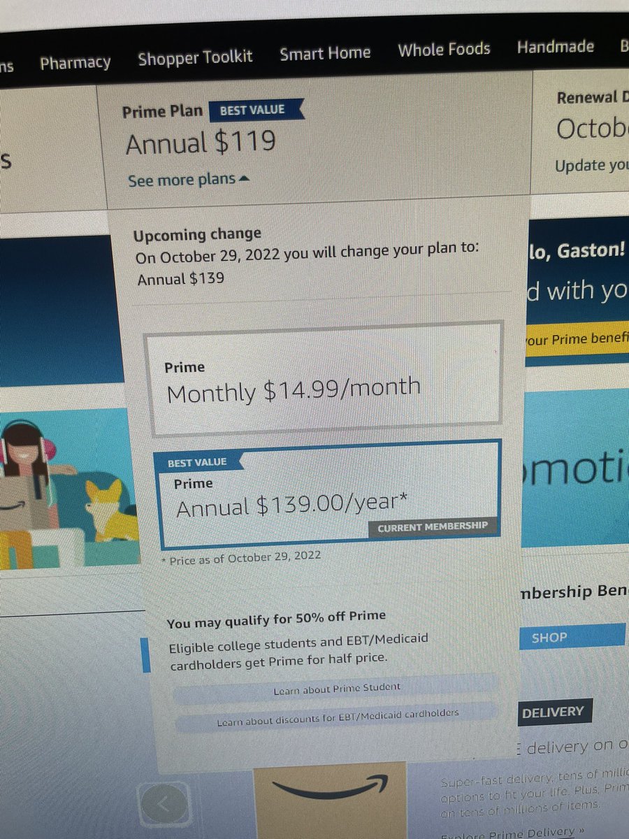 OGJkr's tweet photo. So how much more is Amazon going to raise the subscription before everyone stops using it? I still remember when is was like $70 or $80 a year 🤣 up another $20 since last year again 🤦🏻‍♂️ https://t.co/CVVSwLQ9za