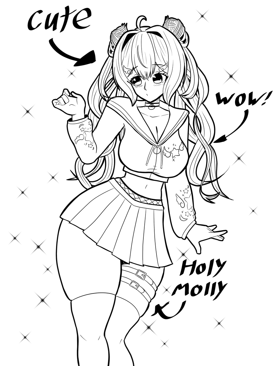 SweetheartDraws's tweet photo. this is an interesting story. last night I was watching @Miss_Mononoke_ 's stream and she talked about wanting big thighs on her character. of course I offered to draw her and she absolutely loved the outcome. #ENVtuber #vtuberart #Vtubers #VTuberUprising https://t.co/pGWX11ATRc
